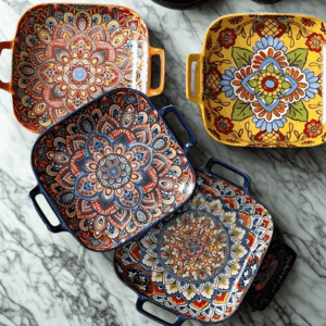 Boho Keramická zapekacia misa s dvojitou rukoväťou