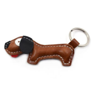 Kožená kľúčenka Hnedý Jazvečík
