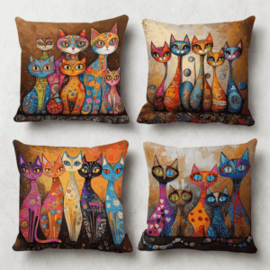 Vintage mačacím motívom na vankúše 4 ks