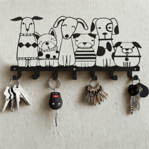 Nástenný držiak na kľúče - psy