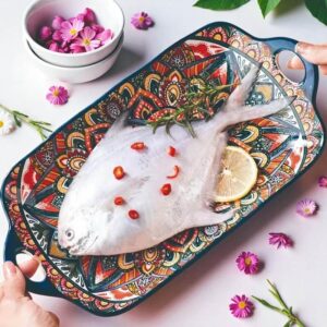 keramická servírovacia misa Boho - modrá