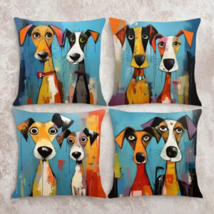 Modrá obliečka na vankúš pre psíka sada 4 kusov