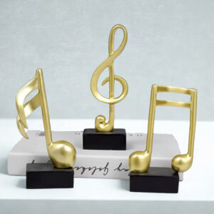 Boho dekorácia noty 3 ks - zlatá