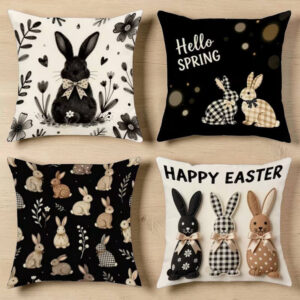 Sada 4 vintage obliečok na vankúše pre veľkonočné sviatky